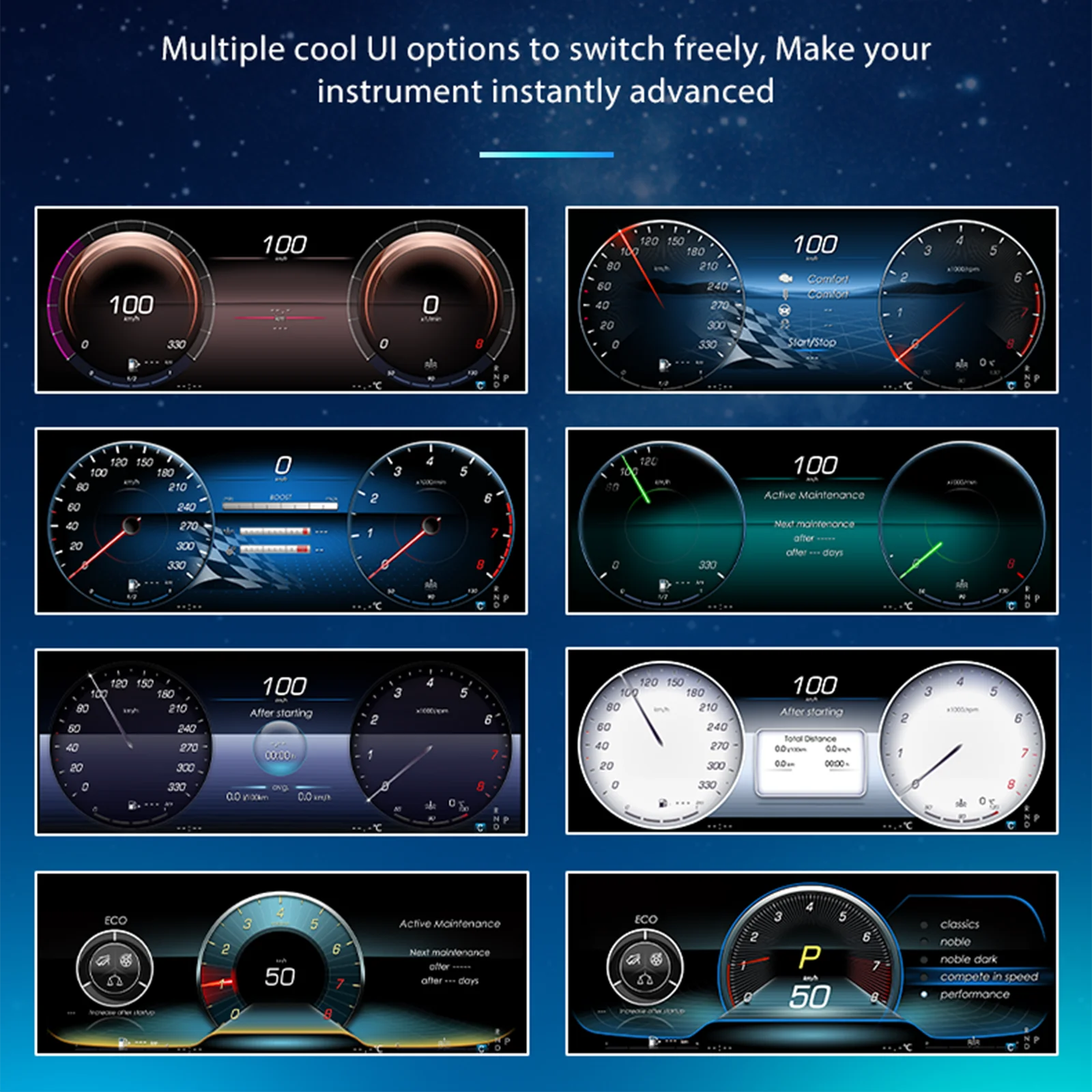 Panel de instrumentos digital para modelos Mercedes-Benz C/GLC W205/X253 NTG 5.5 de 2015 a 2018, con cabina virtual, velocímetro y panel de instrumentos. 3