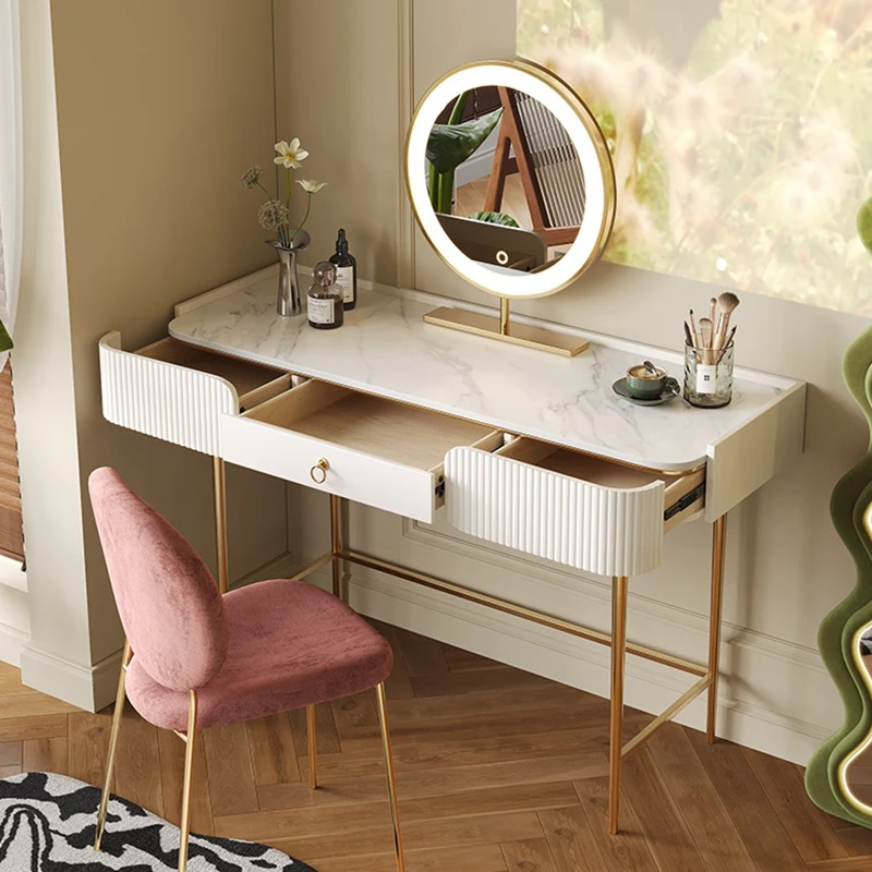 

Women Glass Dressers White Smart Lighting Computer Desks Japanese Dressers Cosmetic Smart Pentiadeira Feminina Bedroom Furniture