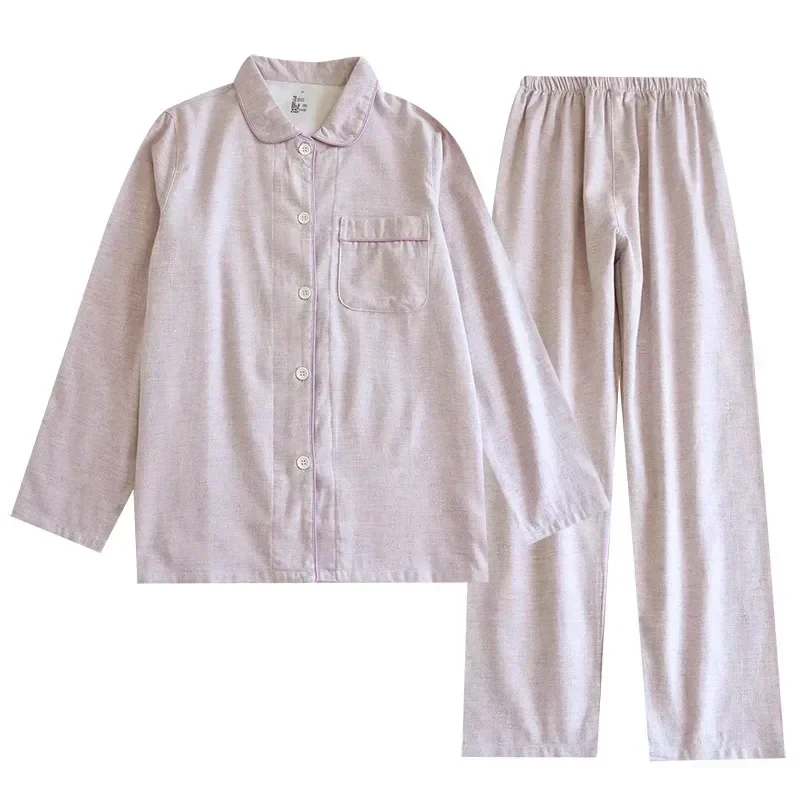 

Одежда для сна Мужская Фланелевая с длинным рукавом, одежда простая однотонная из ткани для повседневной носки, однотонная женская Свободная Осенняя Хлопковая пижама для дома