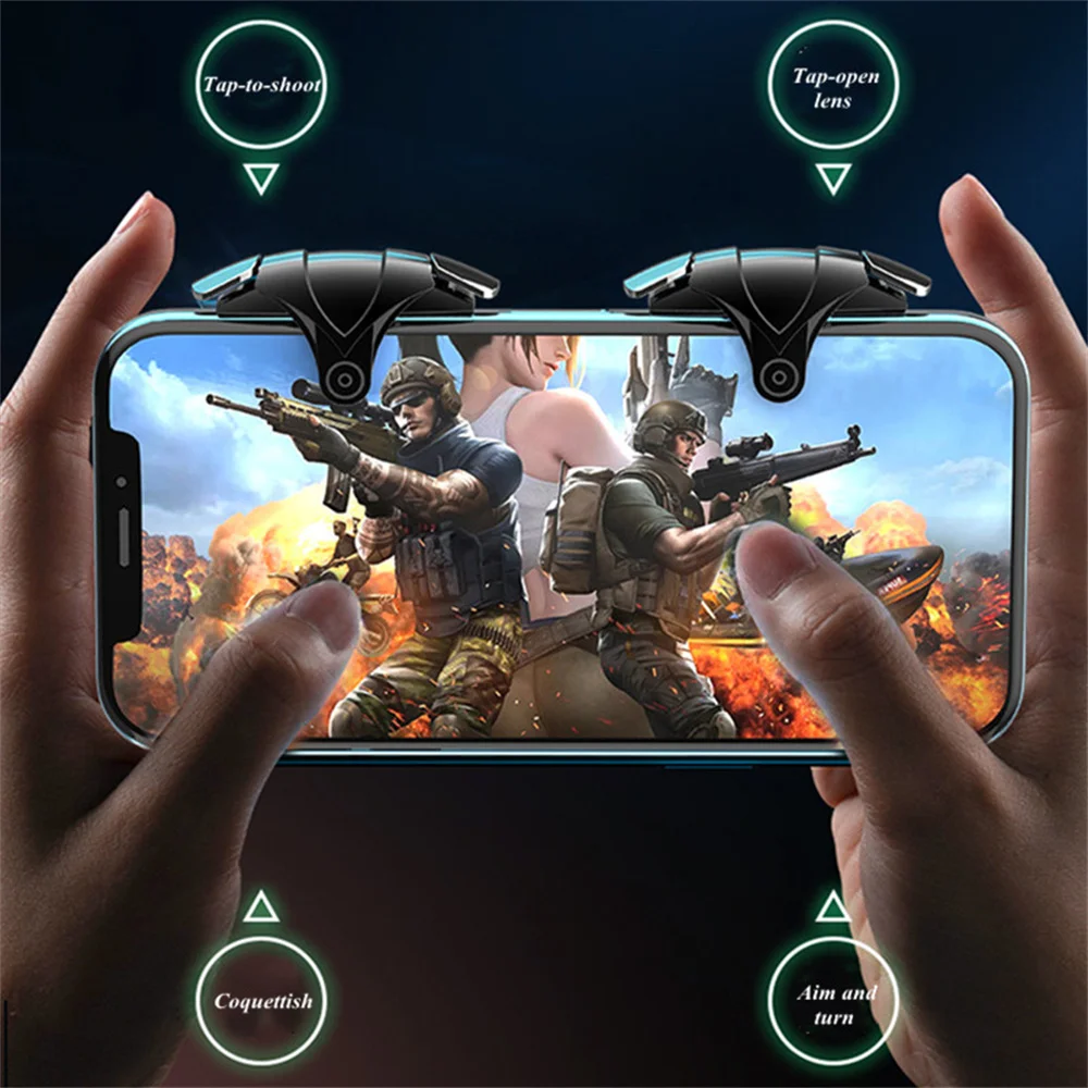 휴대폰 게임 트리거 게임 PUBG 슈터 조이스틱 게임 패드 슈팅, ABS 조준 키 단추, L1 R1 컨트롤러, IOS 안드로이드용