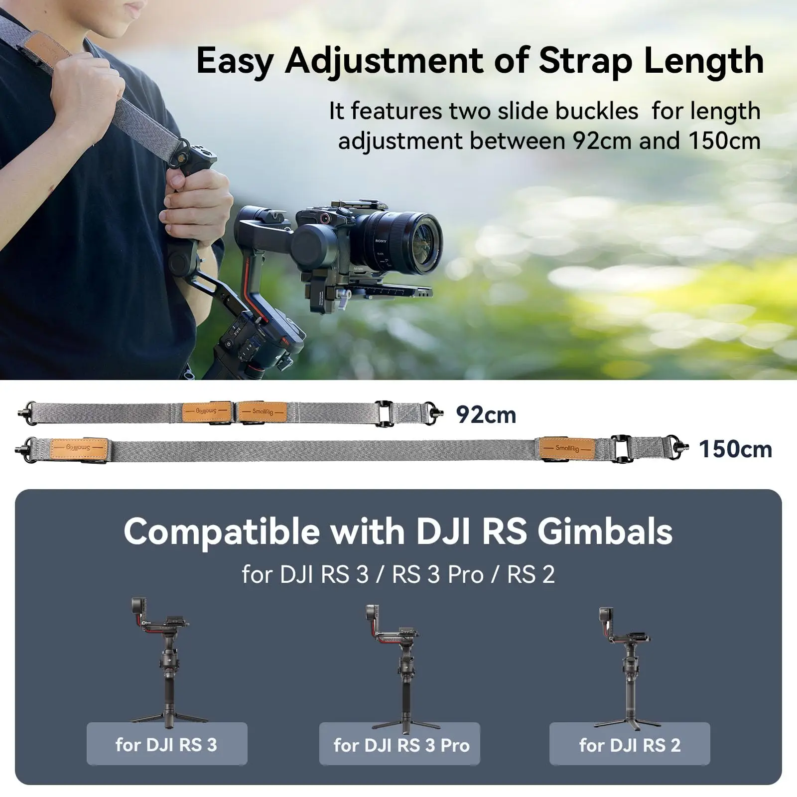 Alça de Ombro de Redução de Peso Smallrig Compatível com Alça Sling Gimbal Belt para Dji rs Rs3 Pro Rs2 4118 Rs3 - Image 5