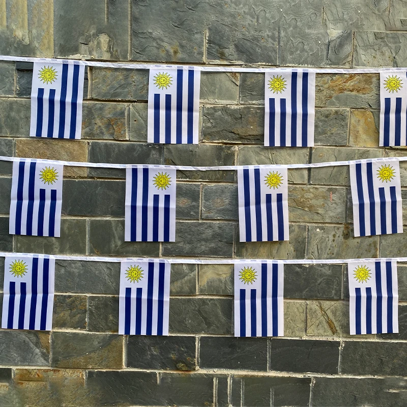 EOODLOVE Uruguay small size flag 14x21cm size 20 pieces polyester indoor and outdoor Uruguay hanging decorative flag