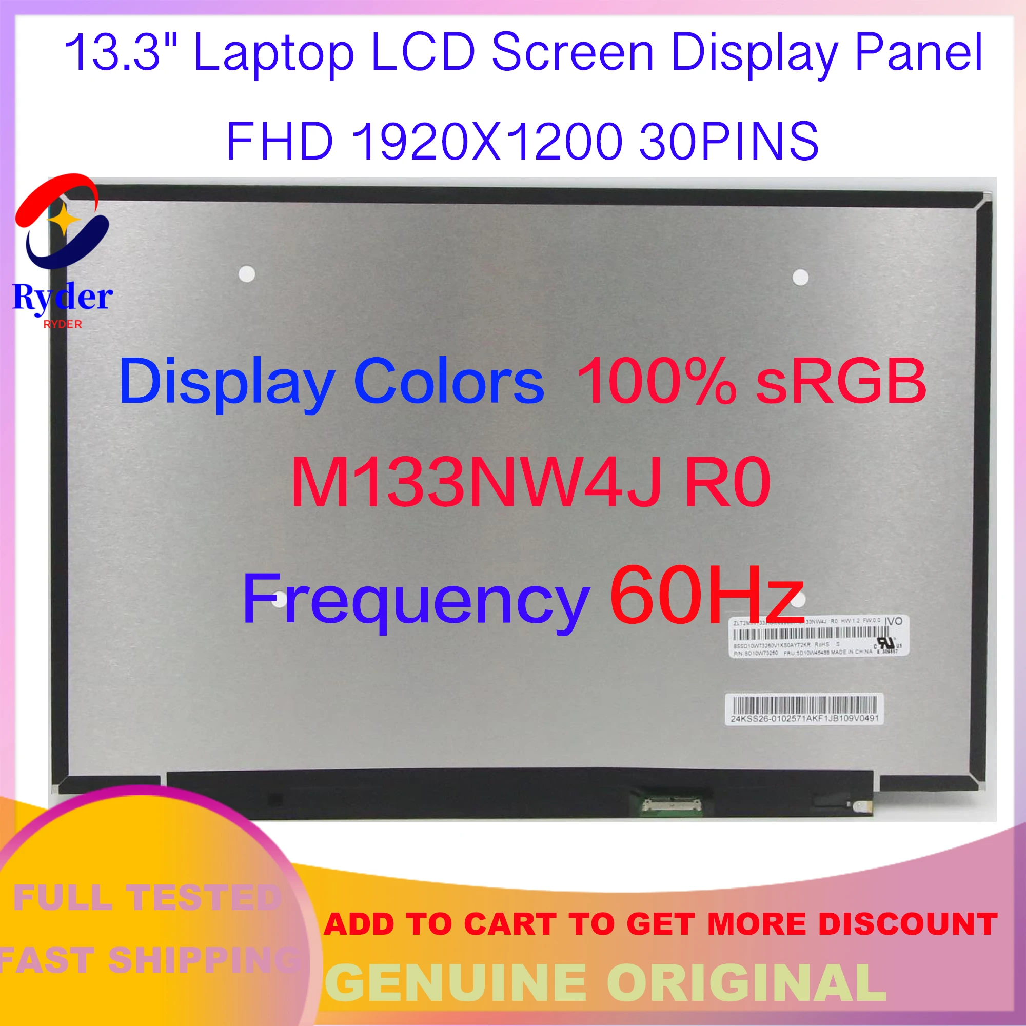 

ЖК-экран для ноутбука 13,3 дюйма 1920x1200 IPS B133UAN01.0 M133NW4J R0, для Lenovo ThinkBook 13s G2 ITL ARE G3 ACN G4 IAP ARB