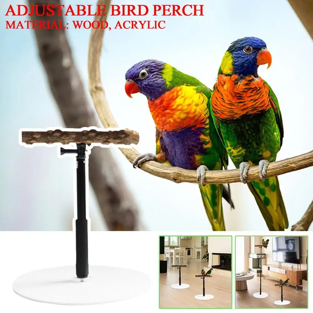 

Adjustable Bird Perch Bird Training Rotary Perching Bird Accessories Supplies Stand Bird Pet Frame T-frame Bird Parrot Wood E7G9