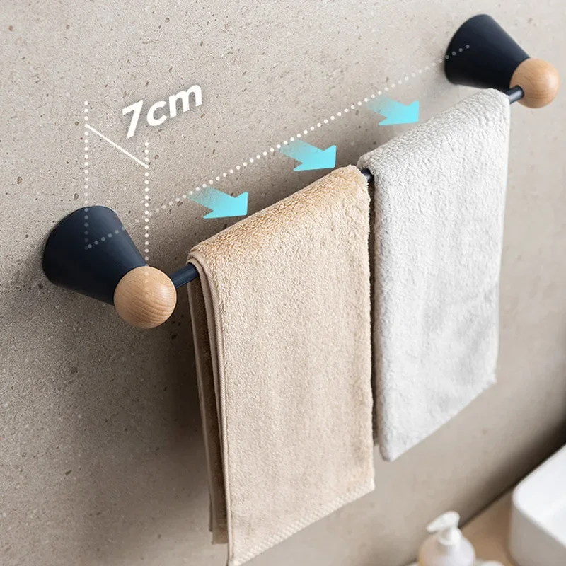 Wood Metal Towel Holder Wall Mounted Storage Rack Self-Adhesive Shoes Slippers Storage Rack Bathroom Organizer