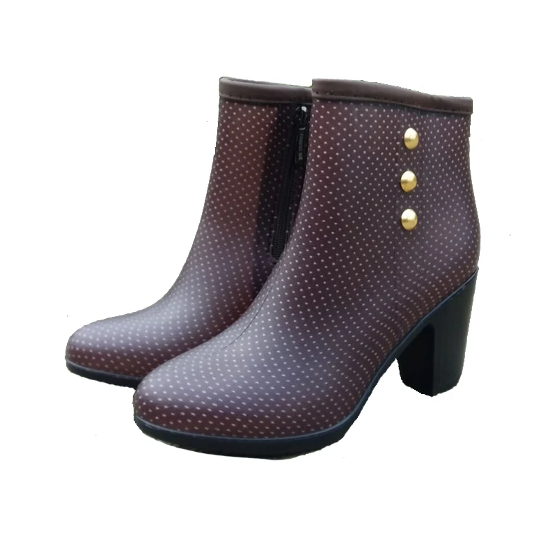 New Winter Breathable Rain Boots High-Heel Wellies Women Water Shoes  Overshoes heels women