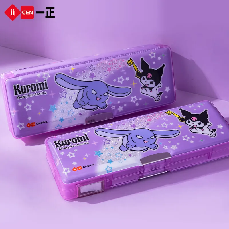 

Карандаш Sanrio Kuromi Женский, милые канцелярские принадлежности для студентов, многофункциональная вместительная коробка для хранения, подарок для девочки и дочки