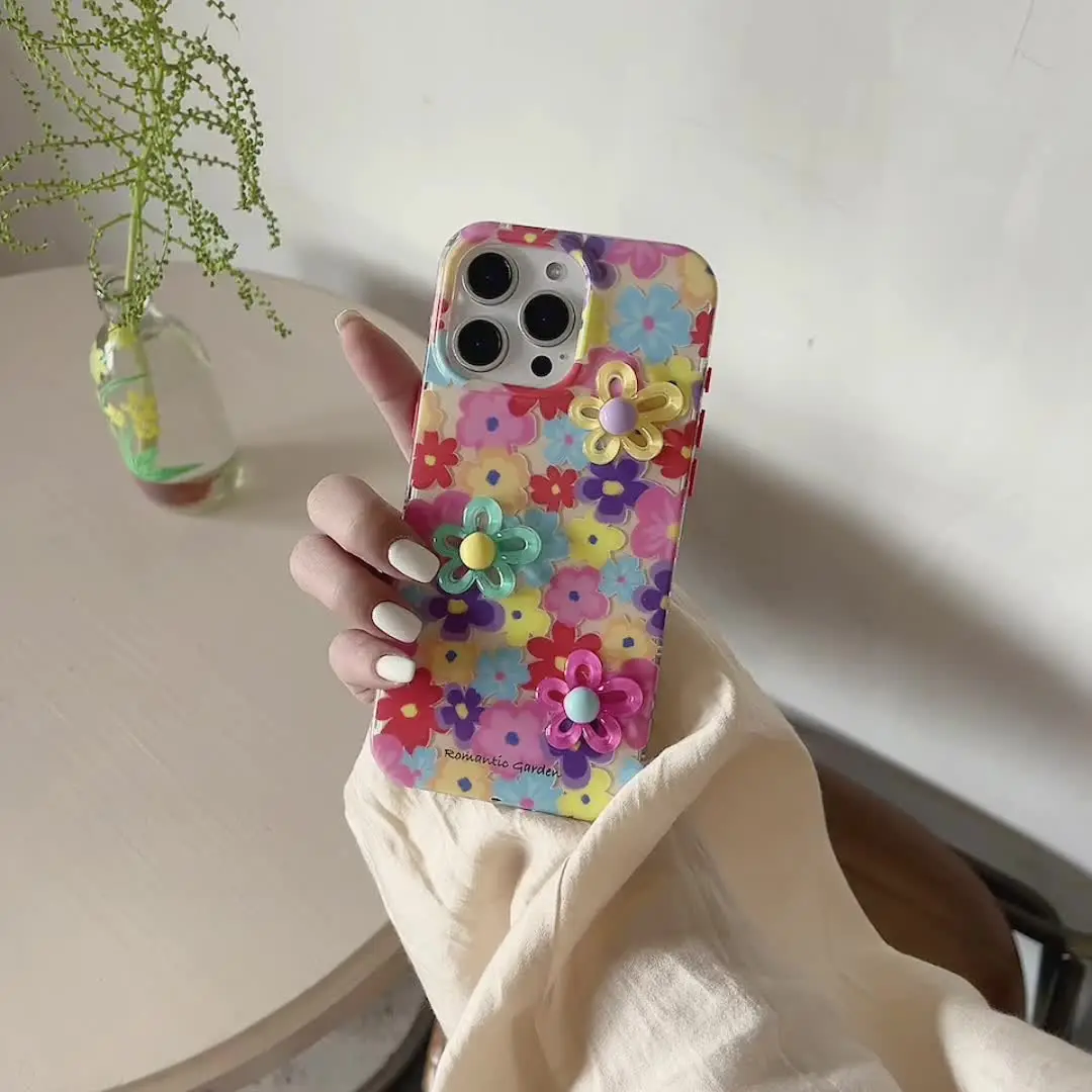Чехол для телефона с 3D красивыми яркими маленькими цветами iphone 16 Pro Max 15 14 13