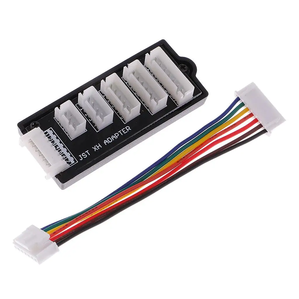 Détail des connexions de l'adaptateur JST XH 6S, câbles multicolores soudés sur la carte.