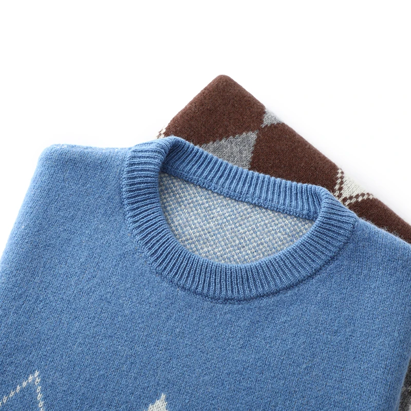 S-xxxl autumn and winter new men's O-neck 100% pure wool leisure pullover long sleeve sweater knitted cashmere sweater 5