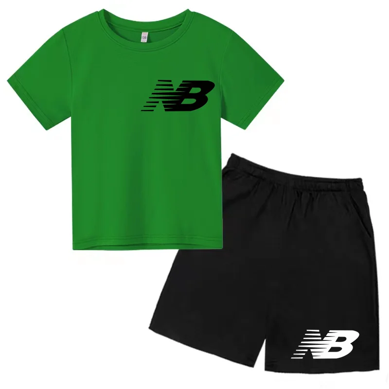 Kids Summer T-shirt Shorts Set Multi-colored Boys and Girls Ages 3-13 Casual 2-piece Set The Preferred Children's Gift