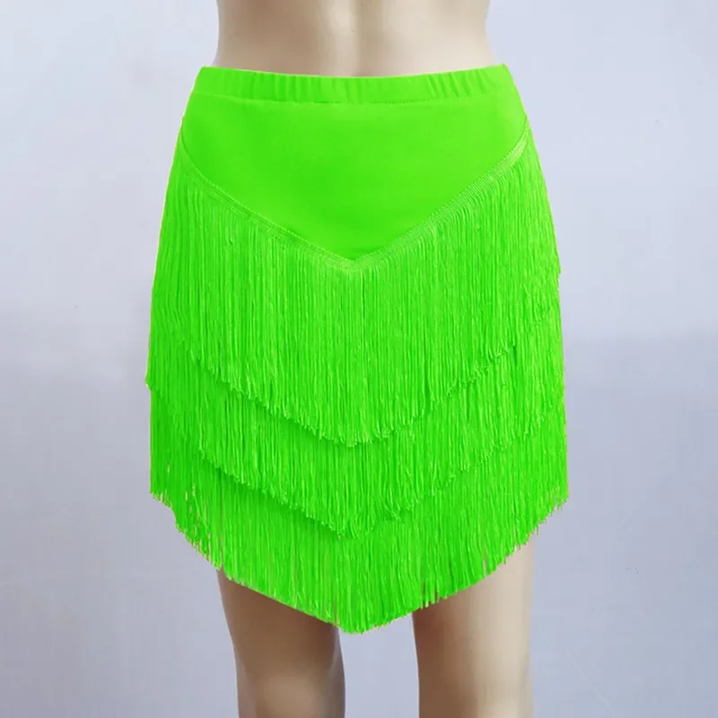 Latin Dance Women Dress Fringed Skirt Irregular V-Shape Girl Dance Wear Plus Size 5XL Green Black Tassels Adult Dresses dance dress dance skirt