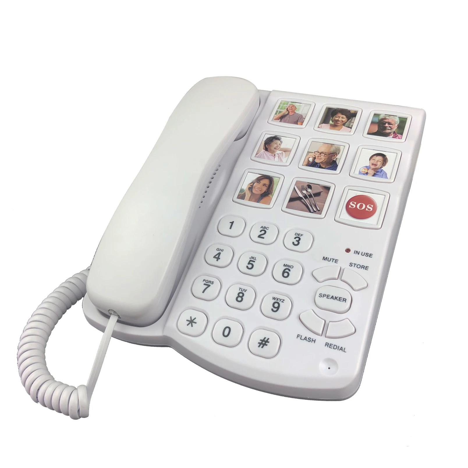 Big Button Phone, Corded Telephone with Speaker for Seniors, Amplified One Button Touch Picture Landline Phone for Old People view 2