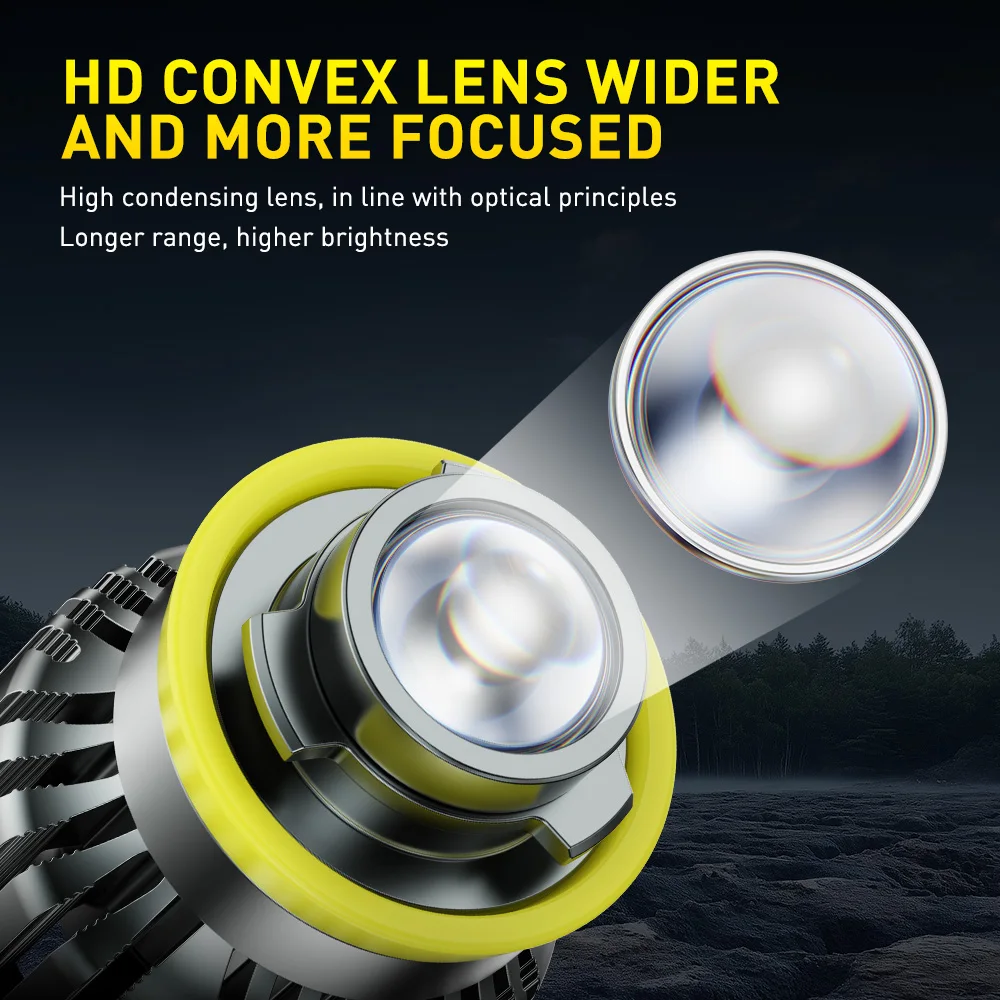 AUXITO 2개 자동차 LED 안개등 전구 H11 H8 H9 LED 자동차 주행등 CANBUS 팬 터보 안개등 레이저 렌즈 화이트 옐로우 라이트