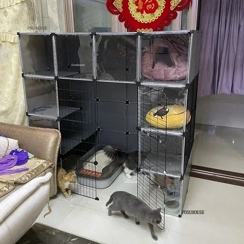 초대형 자유 공간 고양이 케이지, 화장실 일체형, 현대적인 다층 고양이 캐비닛, 실내 고양이 빌라