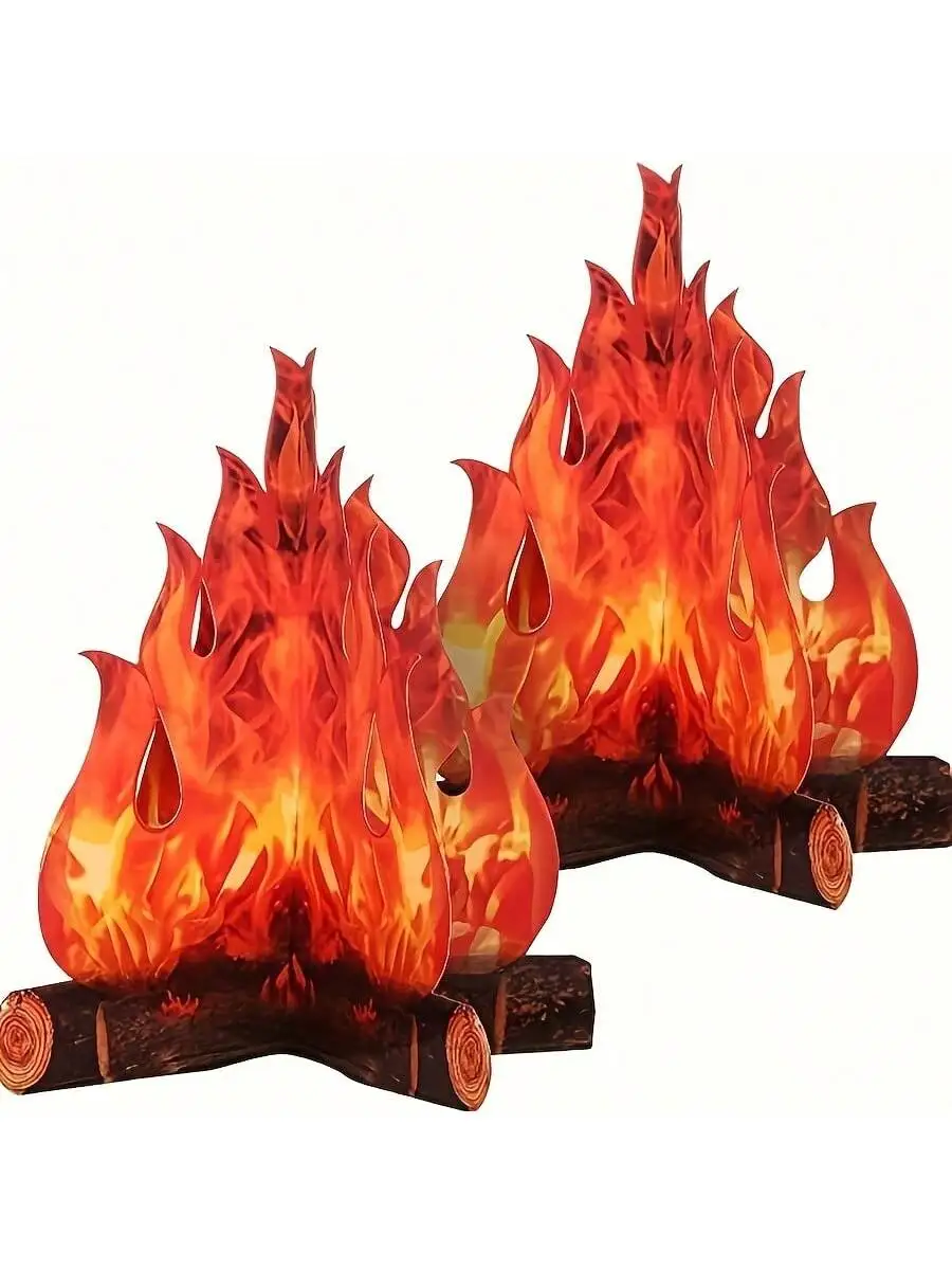 1 Stück, 3D-Halloween-Feuer, dekoratives Lagerfeuer-Mittelstück aus Pappe (10,63 x 11,81 Zoll), Halloween-Dekoration, künstliches Feuer, FakeFlame
