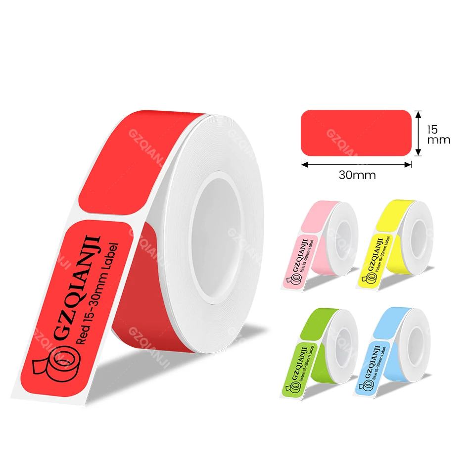 3~5 Rolls P15 Label Paper Rolls Sticker 15*30mm White Label 12*30mm Transparent Color Cable Tape for Thermal Label Printer Maker