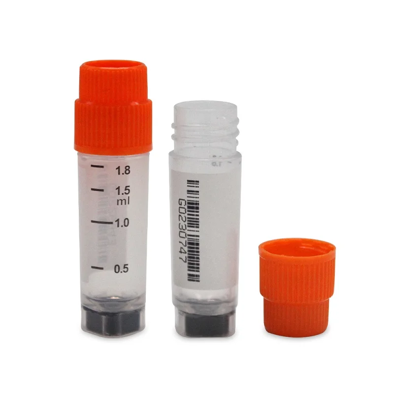 LABSELECT 2D frozen storage tube, Orange outer rotating cover, Three sizes, 2D Barcoder Cryogenic Vial, 50 pieces/pack, 22357