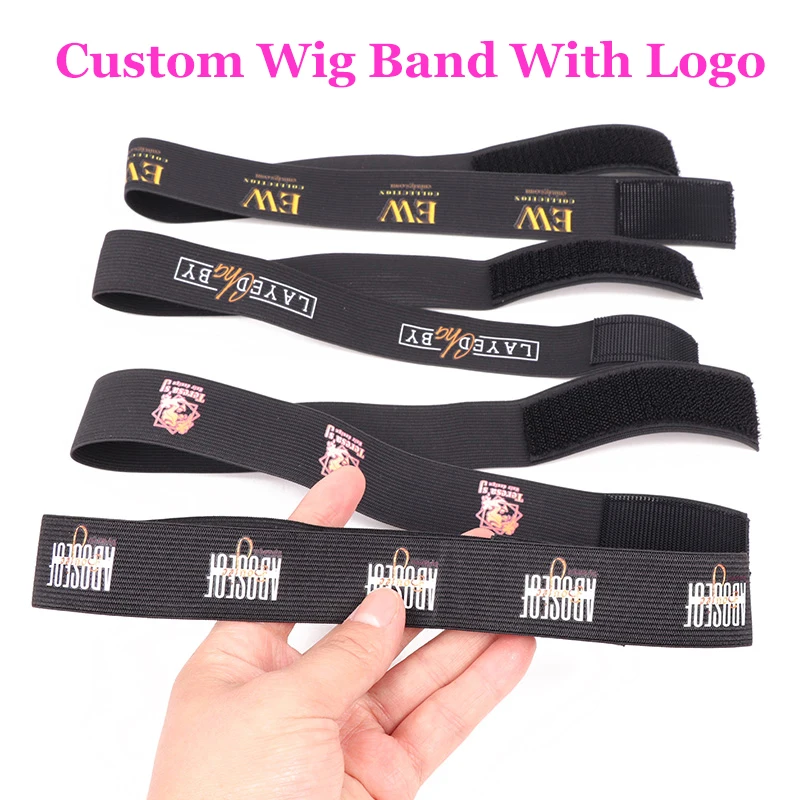 Custom Logo 10Pcs Frontal Band For Edge Control Personalized Glueless Wig  Band Black Adjustable Hair Elastic Band Private Label