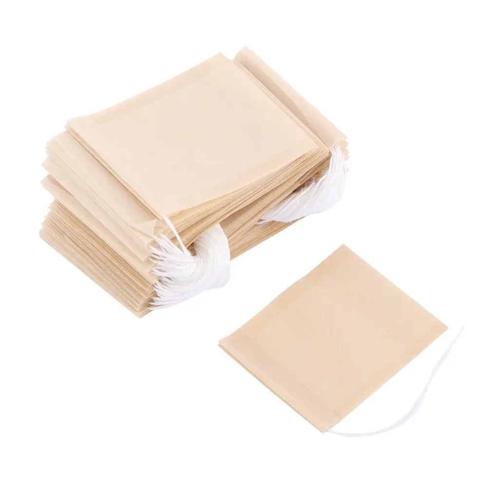 100pcs/lot Tea Bag Filter Paper Bags Heat Seal Teabags Tea Strainer Infuser Wood Drawstring Bag for Herb Loose tea strainer disposable tea bags disposable tea filter bags
