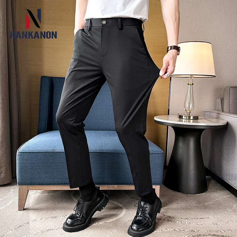 Flat Front Mens Slim Fit Cropped Pants Buy Men Flat-Front Cropped