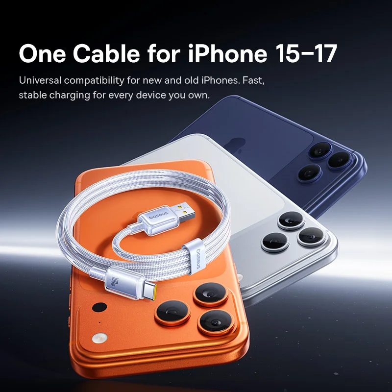 Baseus 100W Fast Charging Data Cable USB-A to USB-C For Car Charging  For iPhone 17 iPhone 16 iPhone 15