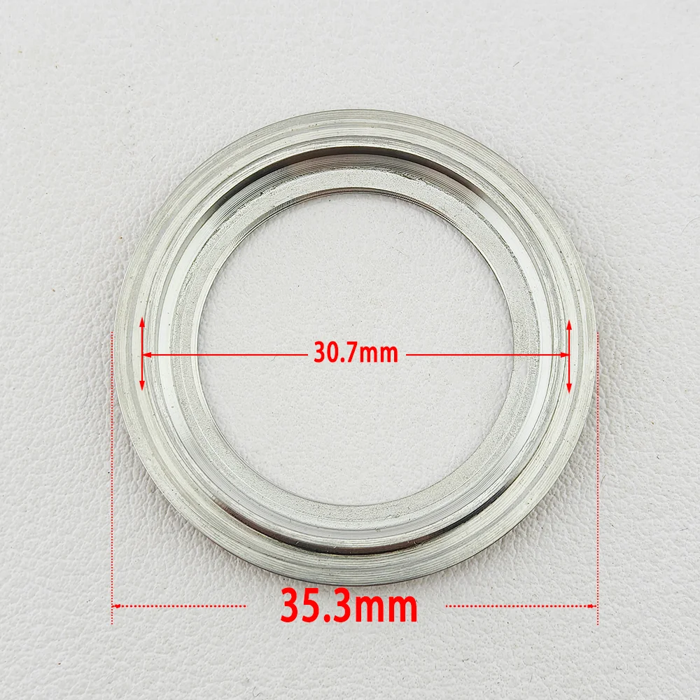 Transparent Sapphire Glass Case Back Cover, 316L Stainless Steel, 30.7 x 35.3mm