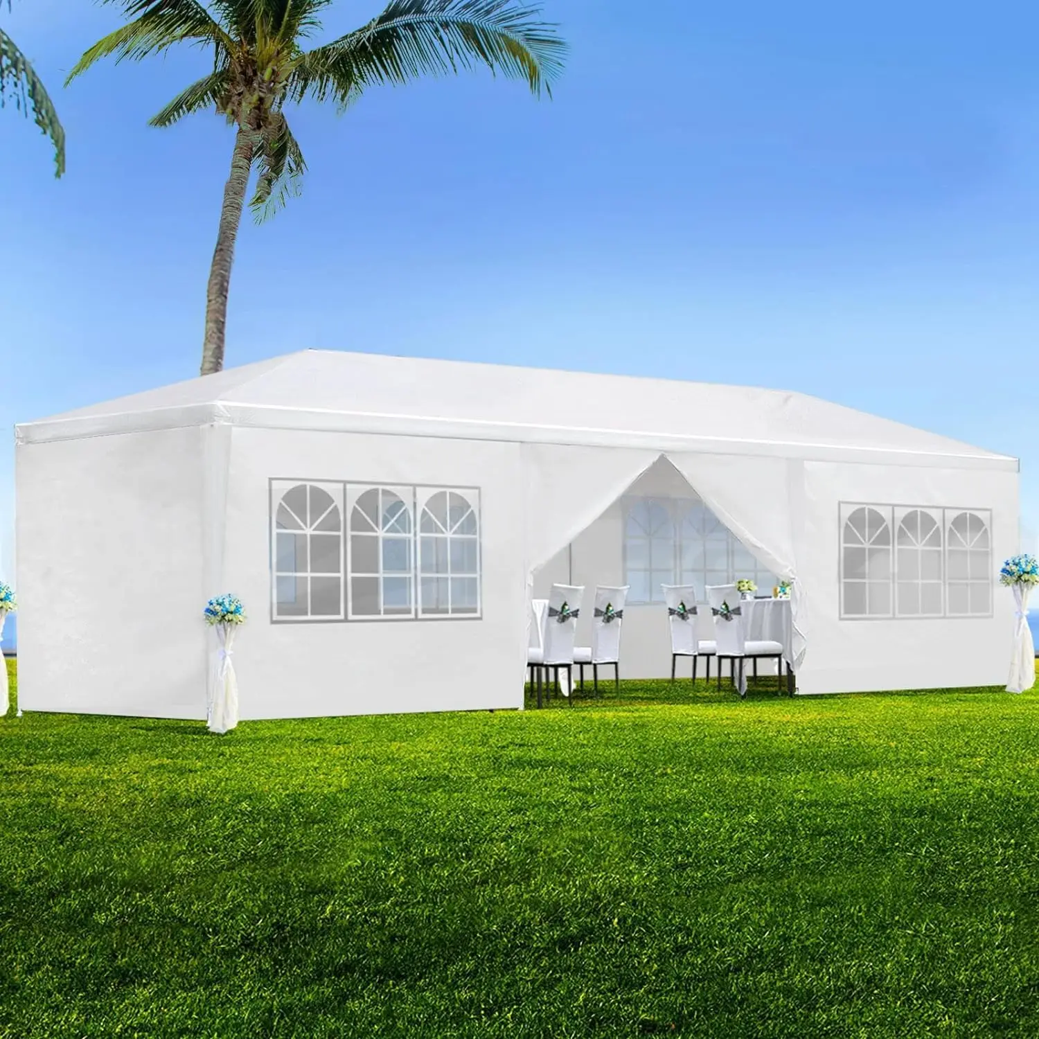 

10'x30' Party Tent Outdoor Tents for Parties Graduation Wedding and Birthday Large Canopy Tent with 8 Removable Sidewalls