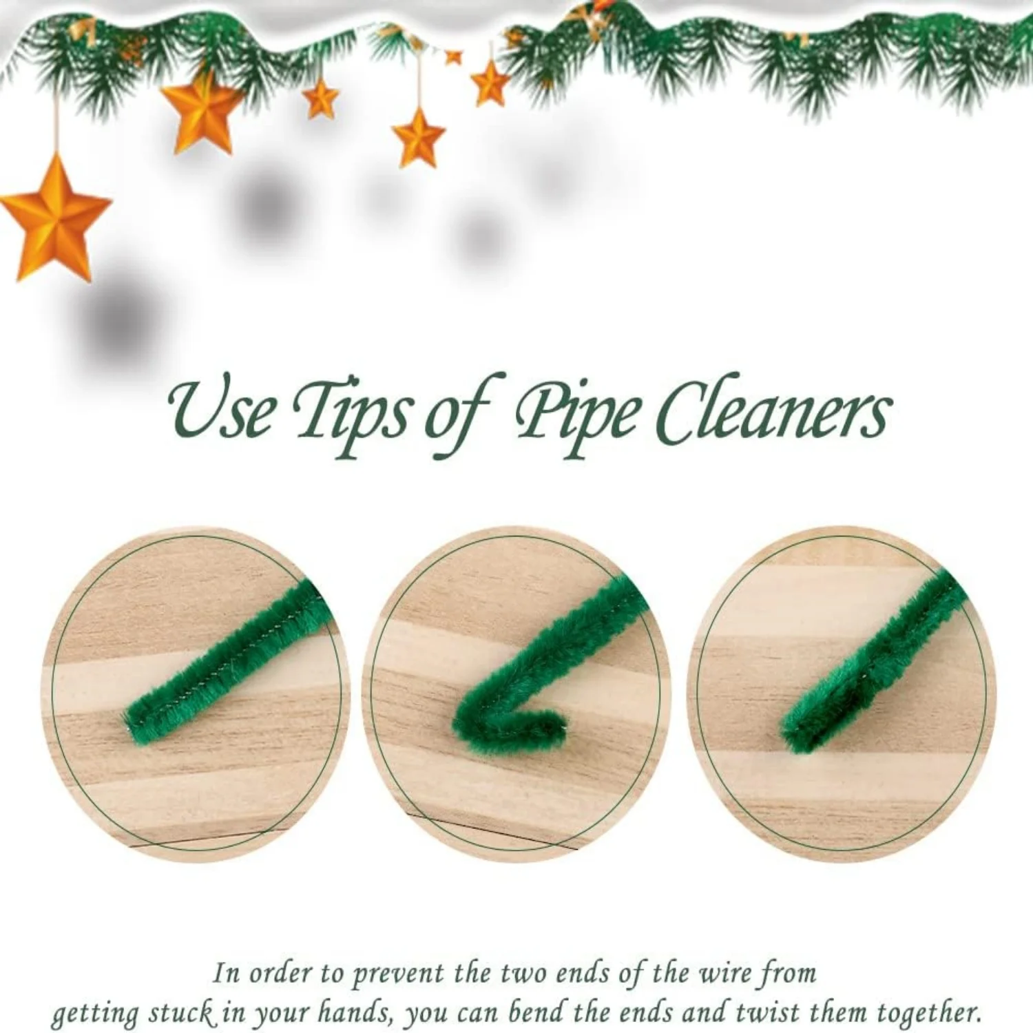 100/200/300 Pieces Green Pipe Cleaners Christmas Craft Pipe Cleaners Chenille Stem Bulk