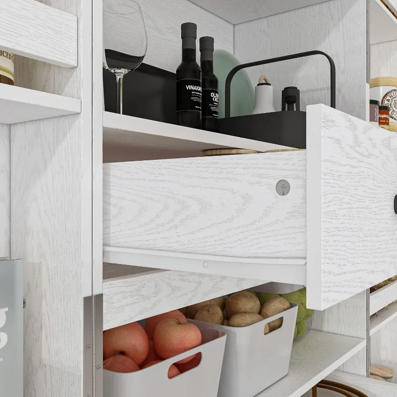 Large Kitchen Pantry Storage Cabinet, Double Door Kitchen Storage Cupboard, Freestanding Utility Storage Cabinet with Drawers 6 Large Kitchen Pantry Storage Cabinet, Double Door Kitchen Storage Cupboard, Freestanding Utility Storage Cabinet with Drawers 6