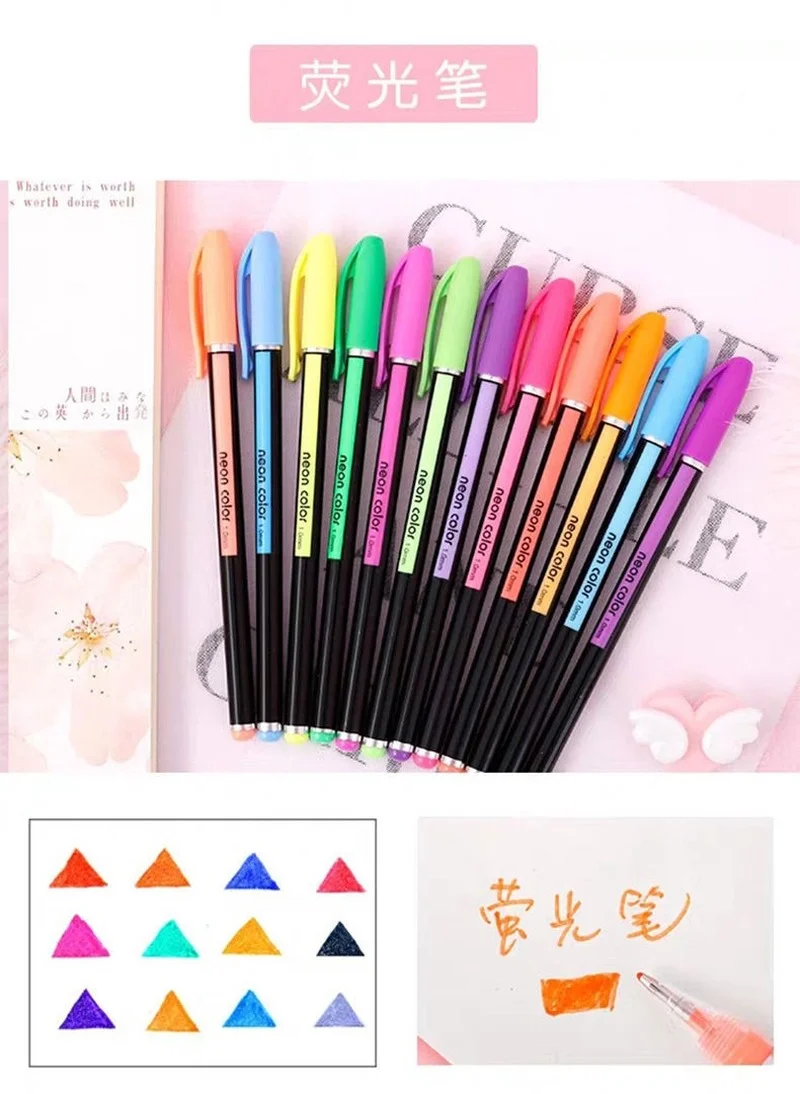 48 Colors Flash Pen Painting Mark Fluorescent Color Pens for Note Taking  Set School Correction Supplies - AliExpress