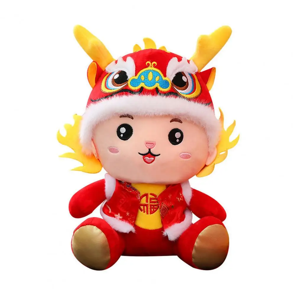 

Dragon Plush Doll Dragon Year Plush Doll Embroidered Chinese Zodiac Mascot Toy for 2024 Spring Festival Cute Sitting Dragon