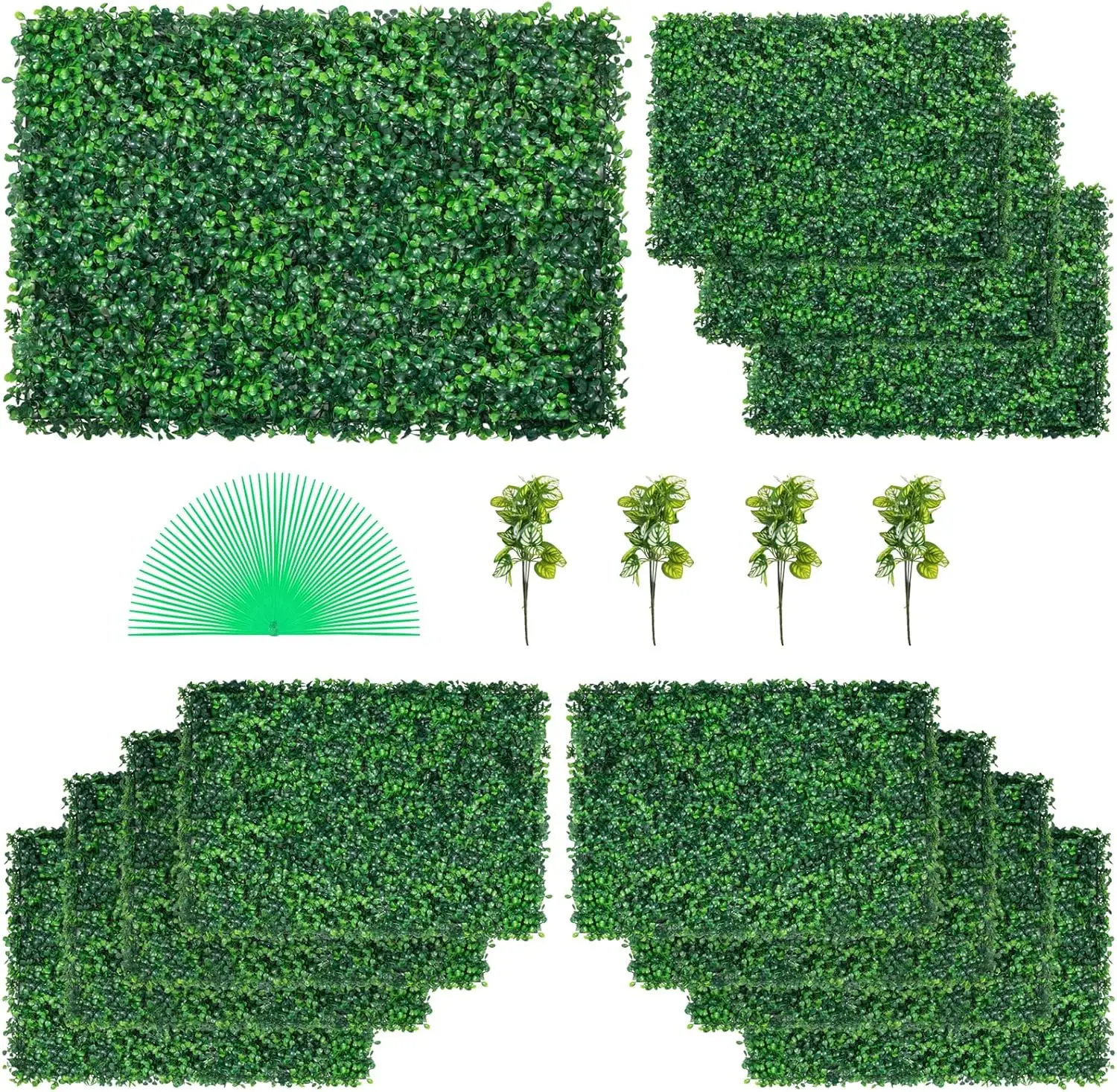 12PCS 24"x16" Grass Wall Panels for 32 SQ Feet, Boxwood Hedge Wall Panels,Artificial Grass Backdrop 1.6", UV Protected