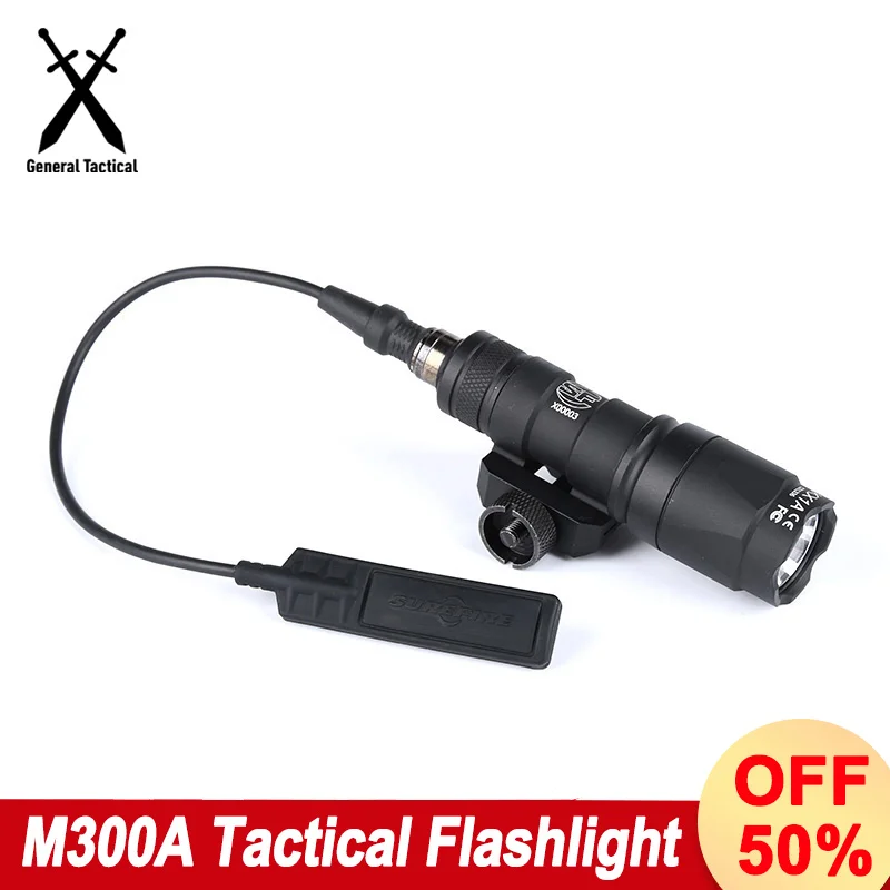 aliexpress.com - Airsoft M300 M300A Surefir Tactical Flashlight Fit 20MM Rail MLOK Mount KEYMOD Base Weapon Hunting Scout LED Gun Mini Light