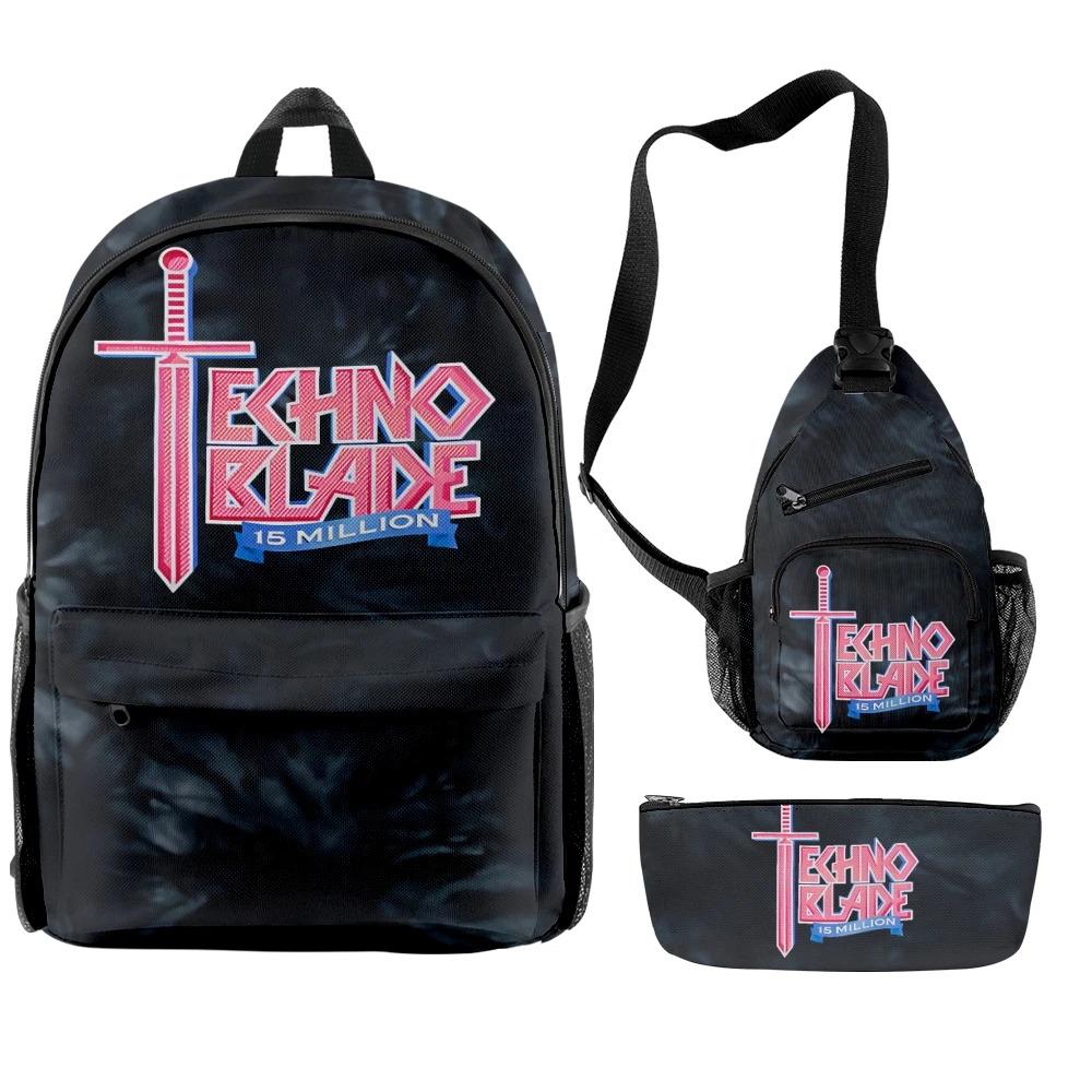 

Рюкзак Technoblade Merch 15 миллионов Subs Tie Dye, 3 шт. в комплекте, рюкзак на молнии, дорожная сумка, Студенческая школьная сумка