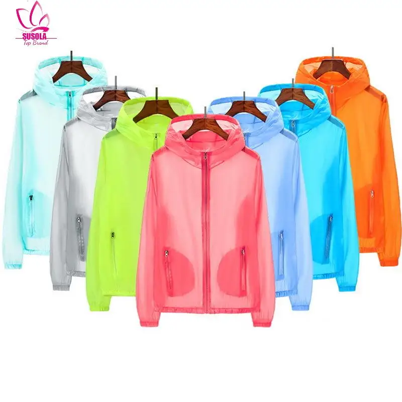 

SUSOLA Unisex UV Sun Protection Jackets Coats Clothing Transparent Long Sleeve Hoodies Shirt Beachwear Sunscreen Cover