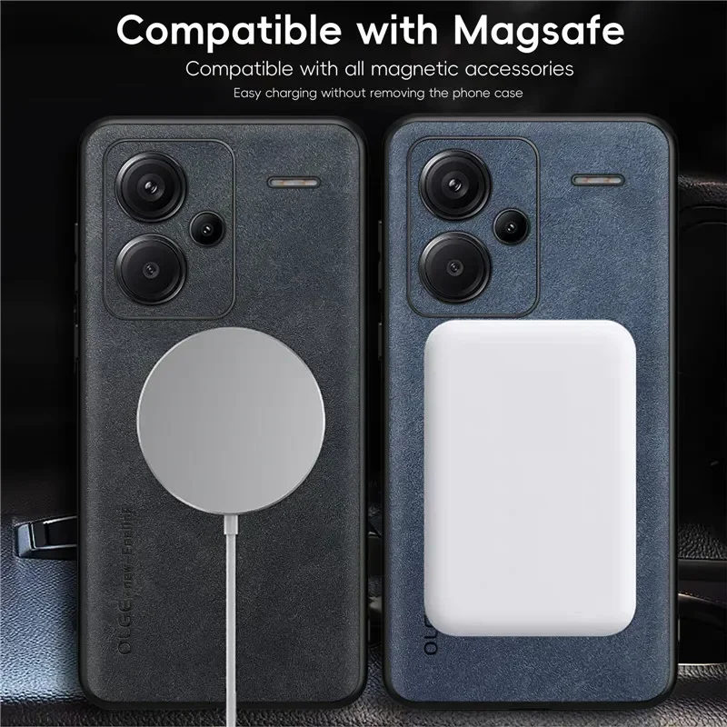 Magnetic Retro Leather Wireless Charging Phone Case Cover