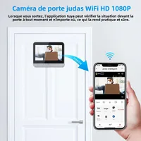 Yuezhe Tuya Smart WiFi 3MP Caméra de visiophone vidéo avec écran 4,3 pouces, batterie 5000 mAh, alarme de mouvement PIR, compatible Alexa pour la sécurité domestique 6