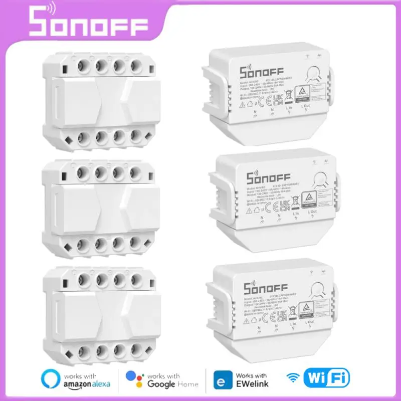 

SONOFF 1-10PCS MINI R3/ S-MATE 16A Smart Switch REST API No Neutral Line Solution EWeLink Remote Control With Alexa Google Home