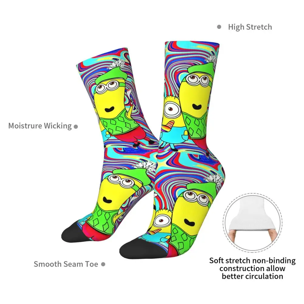 Custom Cool Print M- Minions Cartoon Socks for Women Men Stretchy Summer Autumn Winter M- Minions Bananas Crew Socks 127 Sb365d2fcd5e04f21a70dc516efb265c2V