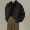 Men Jacket Lapel Collar Men Trench Coat All-match Men Jacket Solid Color Long Sleeves Casual Short Bomber Jacket Outwear 2