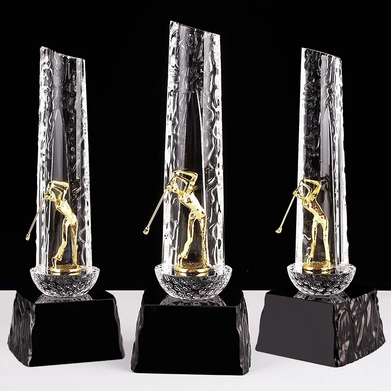 

Crystal Metal Golf Trophy Sculpture Sports Trophies Statue Living Room Displays Exhibits Home Accessories Decoration Crafts