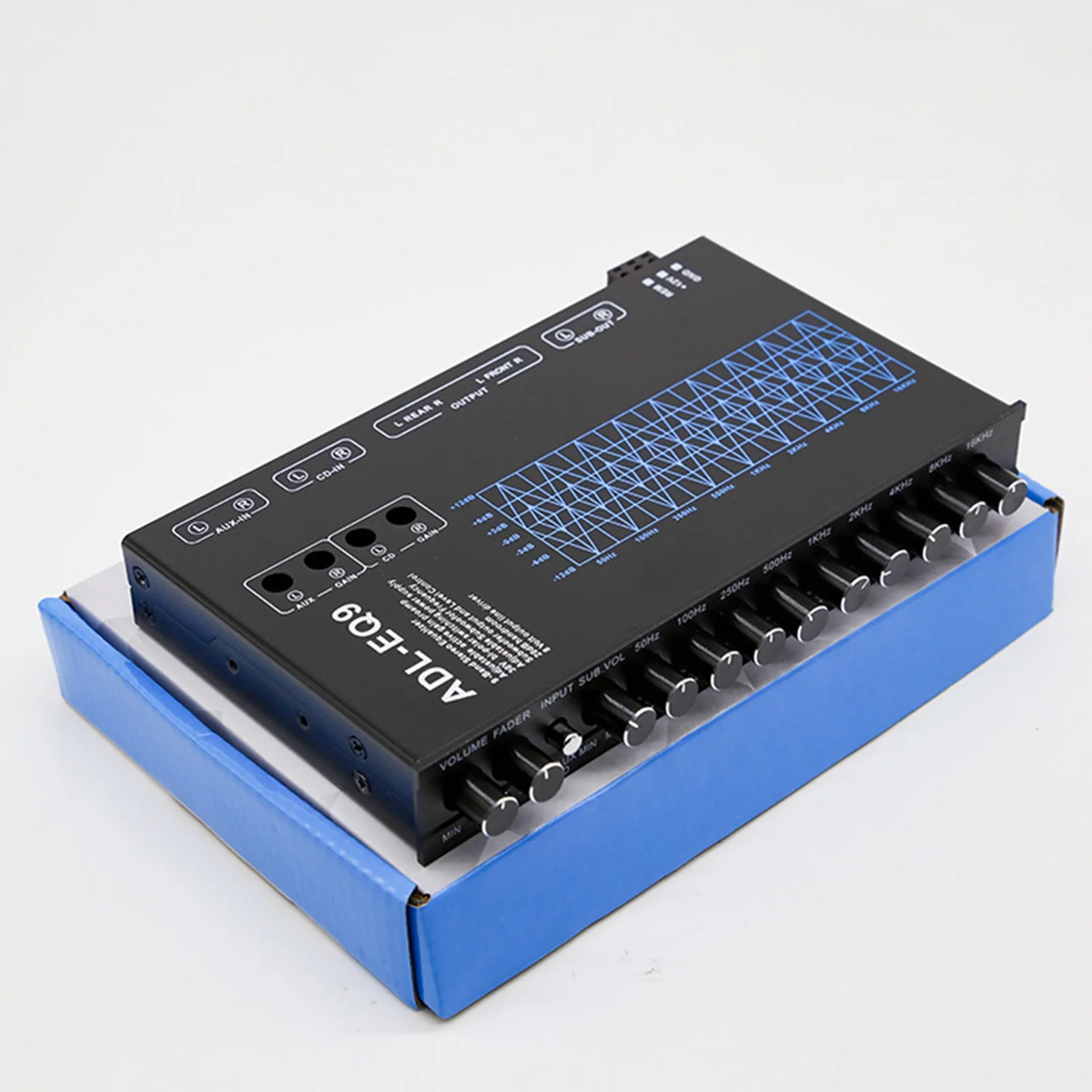 Car audio equalizer Car Audio Equalizer 9 Equalization Bands EQ 12V DC DSP Chip Adjustable for Boat RV Car Metal Subwoofer Output