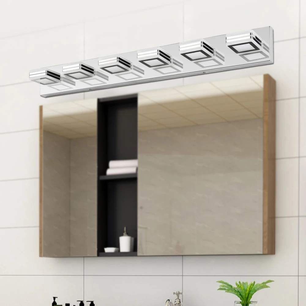 LED Modern Chrome Makeup Light, 6-Lights Acrylic Chrome Makeup Mirror Light Mirror Light Bathroom Vanity