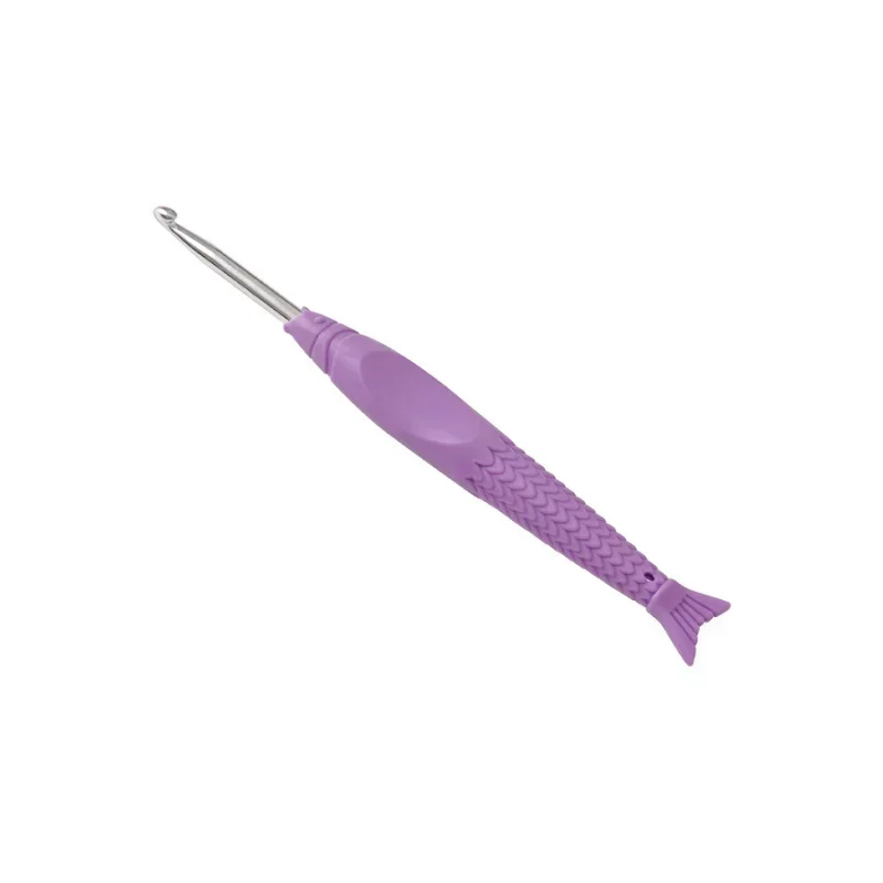 Crochet Hooks Crochet Needles Plastic Soft Handle Crochet Fish Knitting Tools Silicone Soft Handle Candy Color Wool Crochet Set