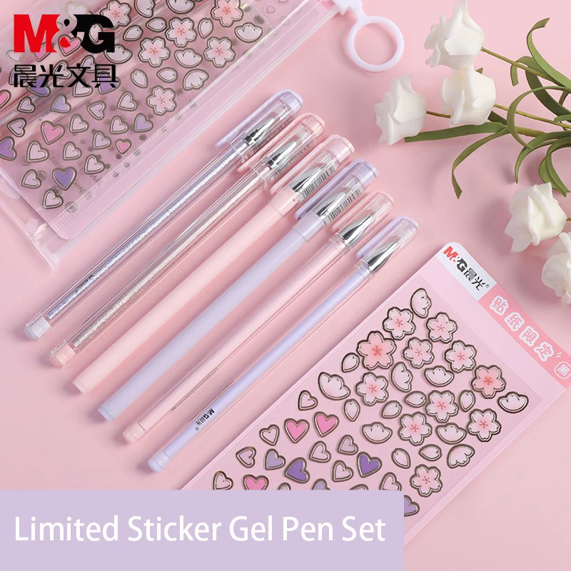 1 Set Gel Pen Sticker Set 0.5mm 0.38mm Black Ink 2 Limited Exquisite Stickers Pack DIY Stationery Supplies Kawaii Paste Paper korean import suatelier daily happiness kawaii paper stickers scrapbooking diy journal stationery sticker deco art supplies