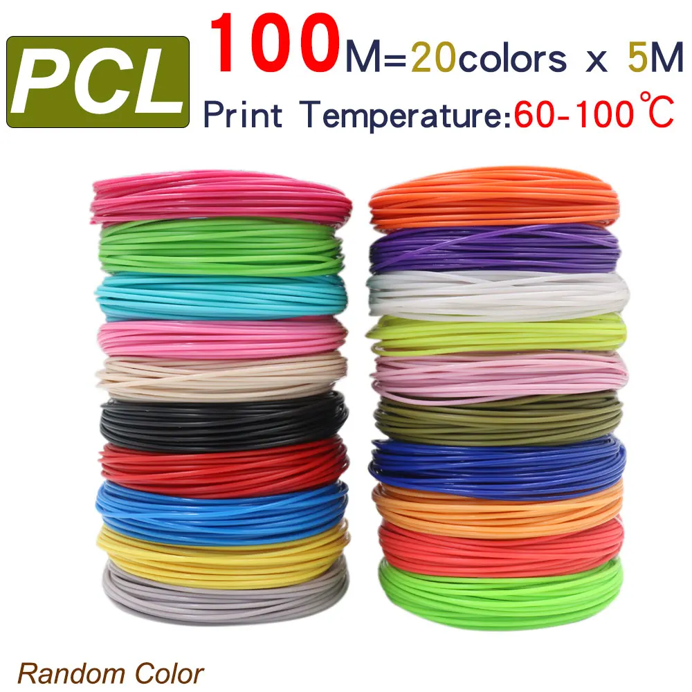 Colorful Low-Temperature Children's 3D Printing Pen Filament - 1.75mm PCL, Smokeless & Tasteless