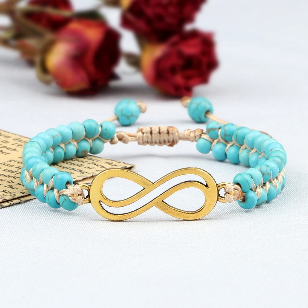 Bracciale Uomo In Pietre Naturali Blu E Nero – Regolabile, Intrecciato, Set Da 2
