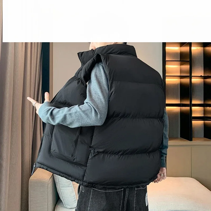 Men's Solid Autumn Winter Turtleneck Zipper Pockets Sleeveless Cardigan Jacket Coats Vests Casual Office Lady Vintage Tops