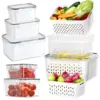 Refrigerator Storage Box Fresh Keeping Vegetable Fruit Plastic Sealed Boxes Drain Basket Fridge Kitchen Food Storage Container 1
